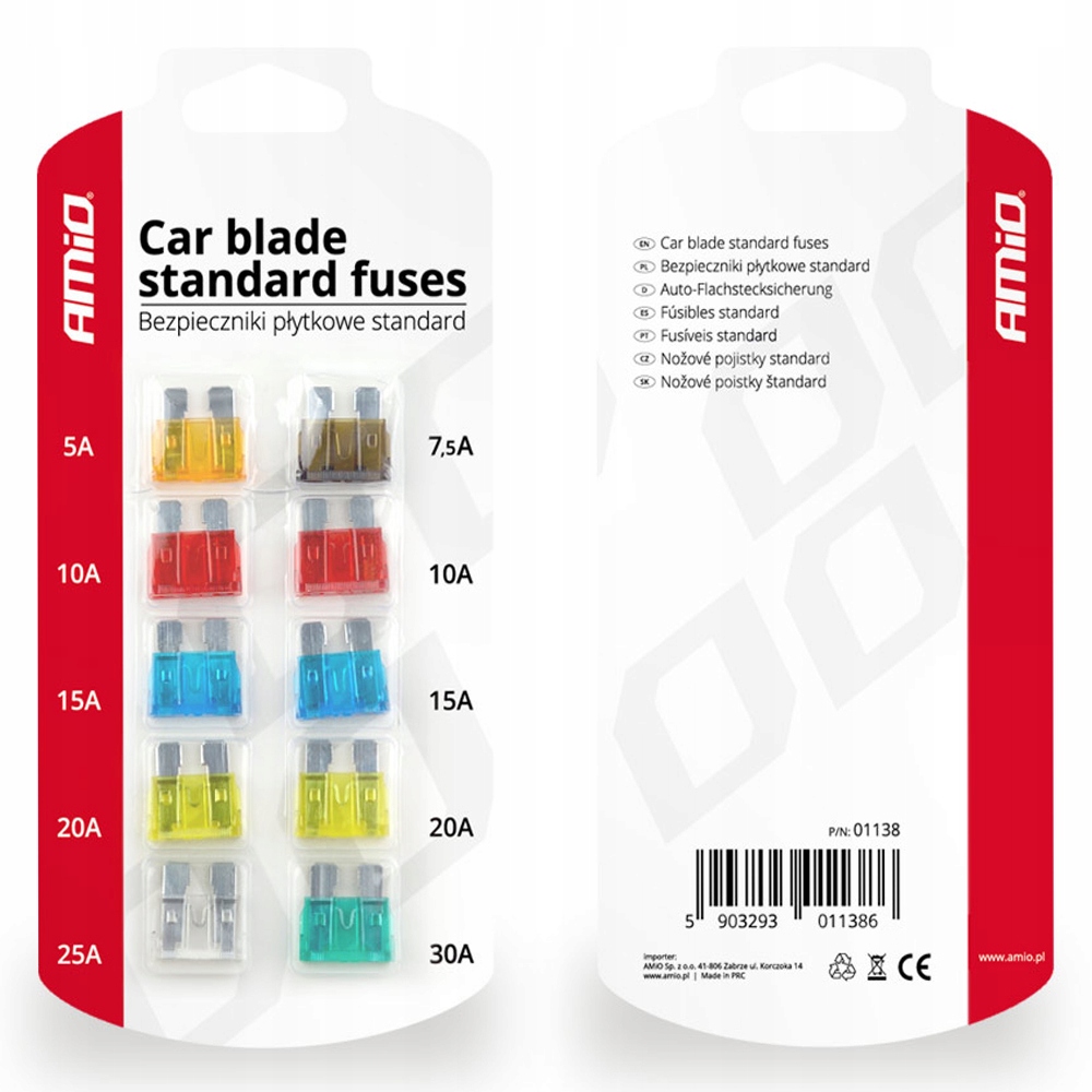 

Bezpieczniki Samochodowe Płytkowe Standard 10 szt.