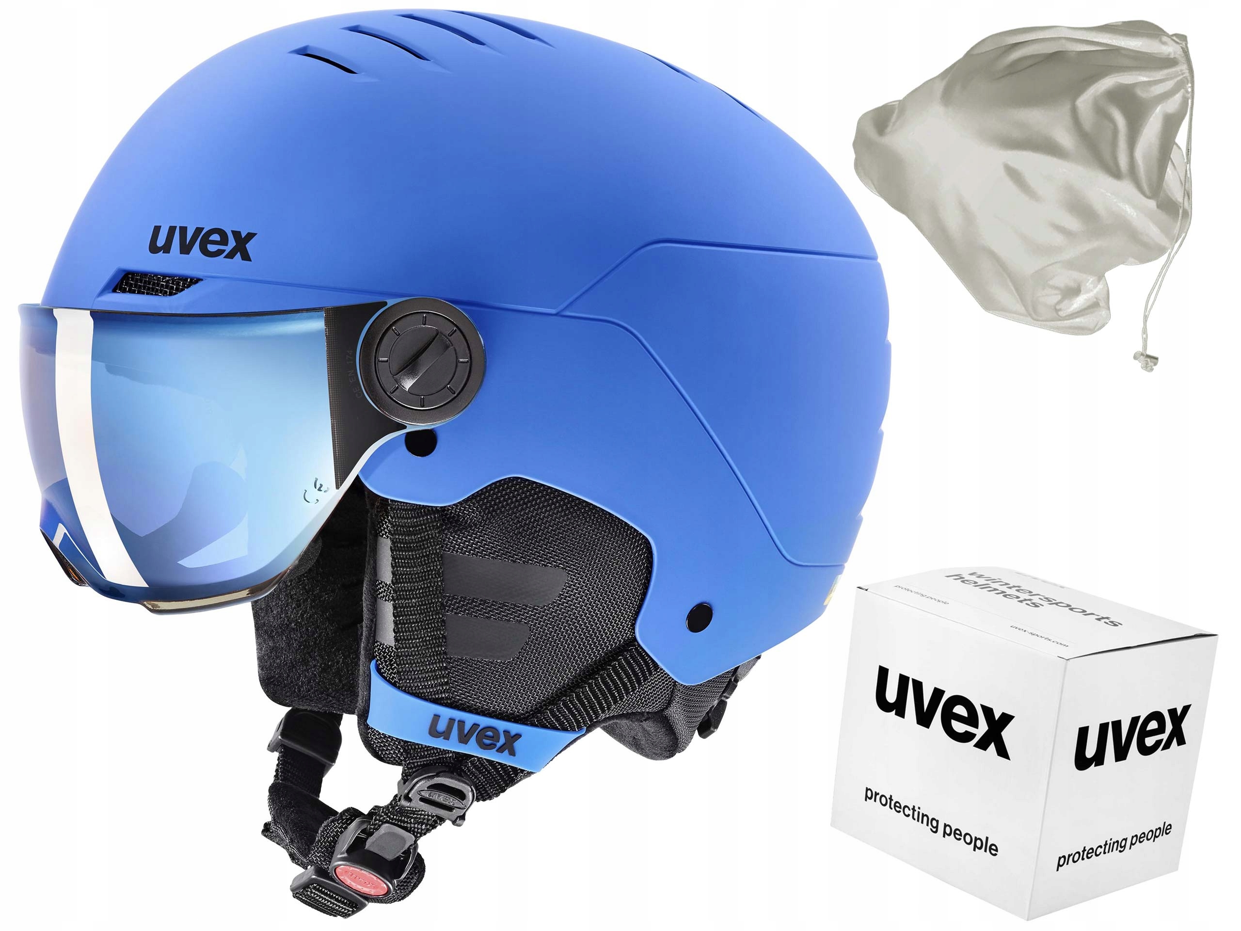 Lyžařská přilba Uvex Rocket Jr visor blue 51-55 cm