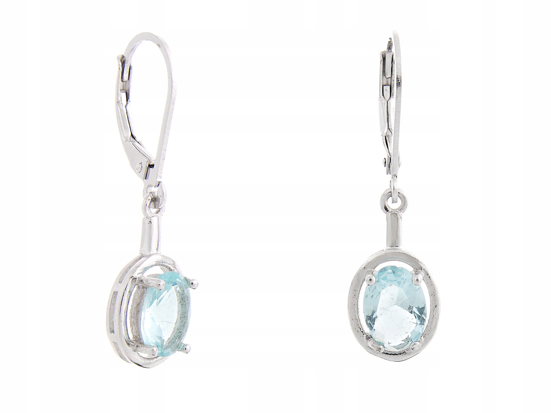 Závěsné Stříbrné Náušnice Rhodiované Sky Blue Topaz Přírodní