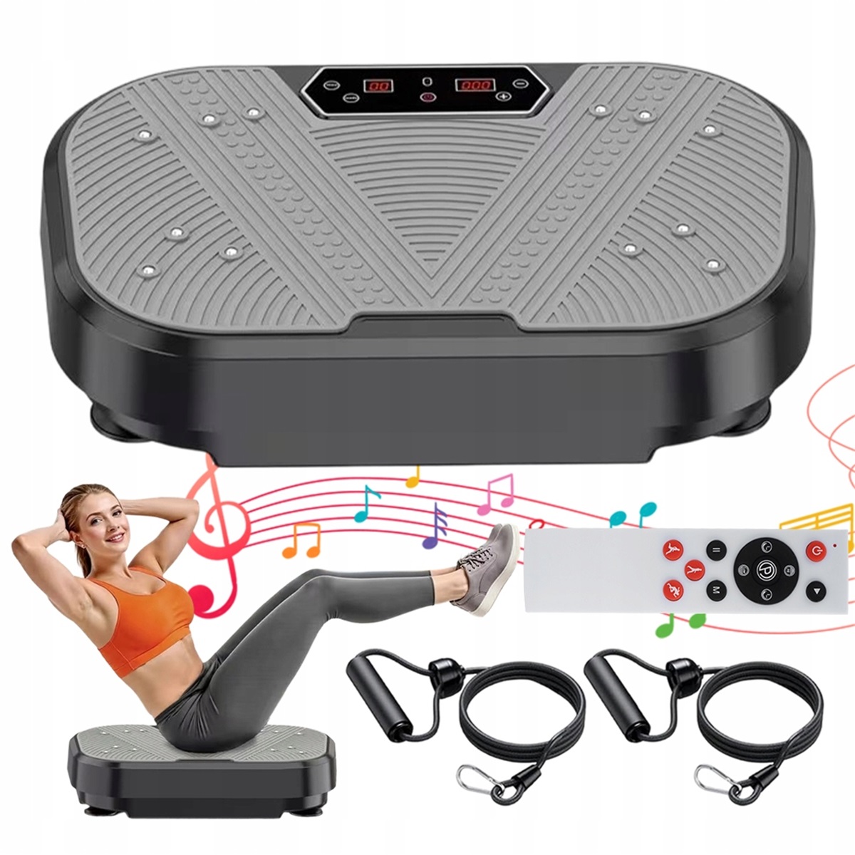 Vibrační plošina s 120 úrovněmi intenzity s dálkovým ovládáním a Bluetooth 250 kg