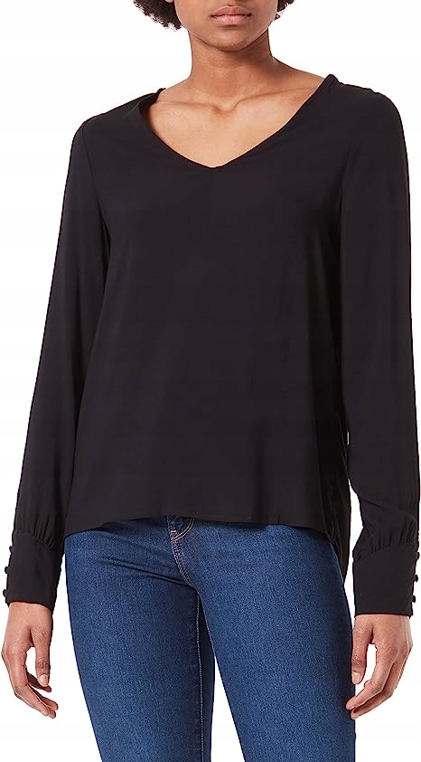 ELEGANCKA BLUZKA Z DEKOLTEM W SZPIC ROZMIAR S CZARNA DAMSKA BESTSELLER A/S