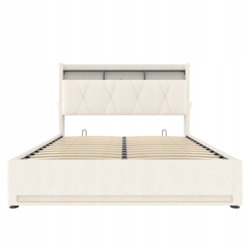 Letto Imbottito 160X200 - Xylo - Led USB-C Beige