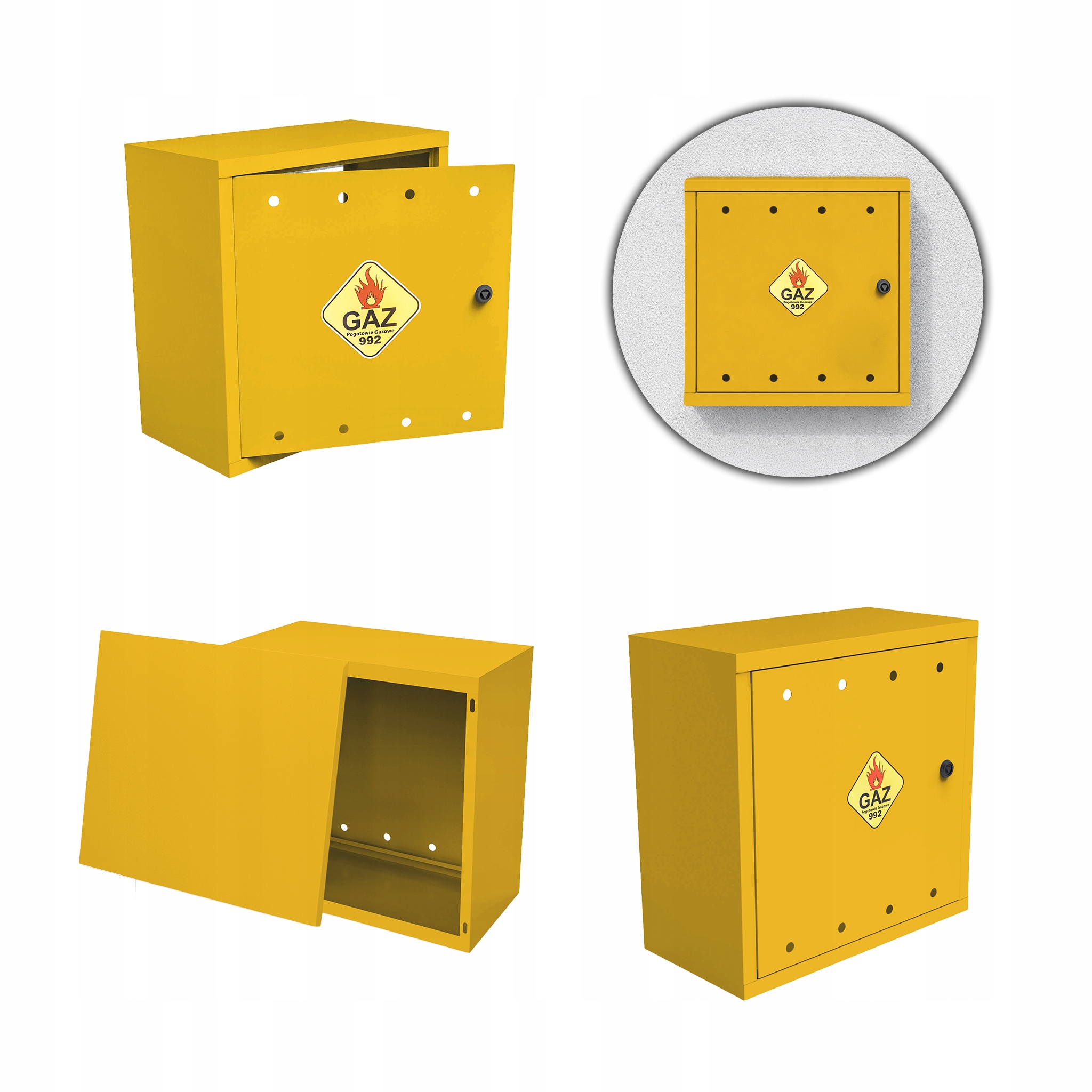 Plynová Skříňka 50x50x25 Žlutá Skříňka Se Zády Pro Plynový Ventil Ocelová