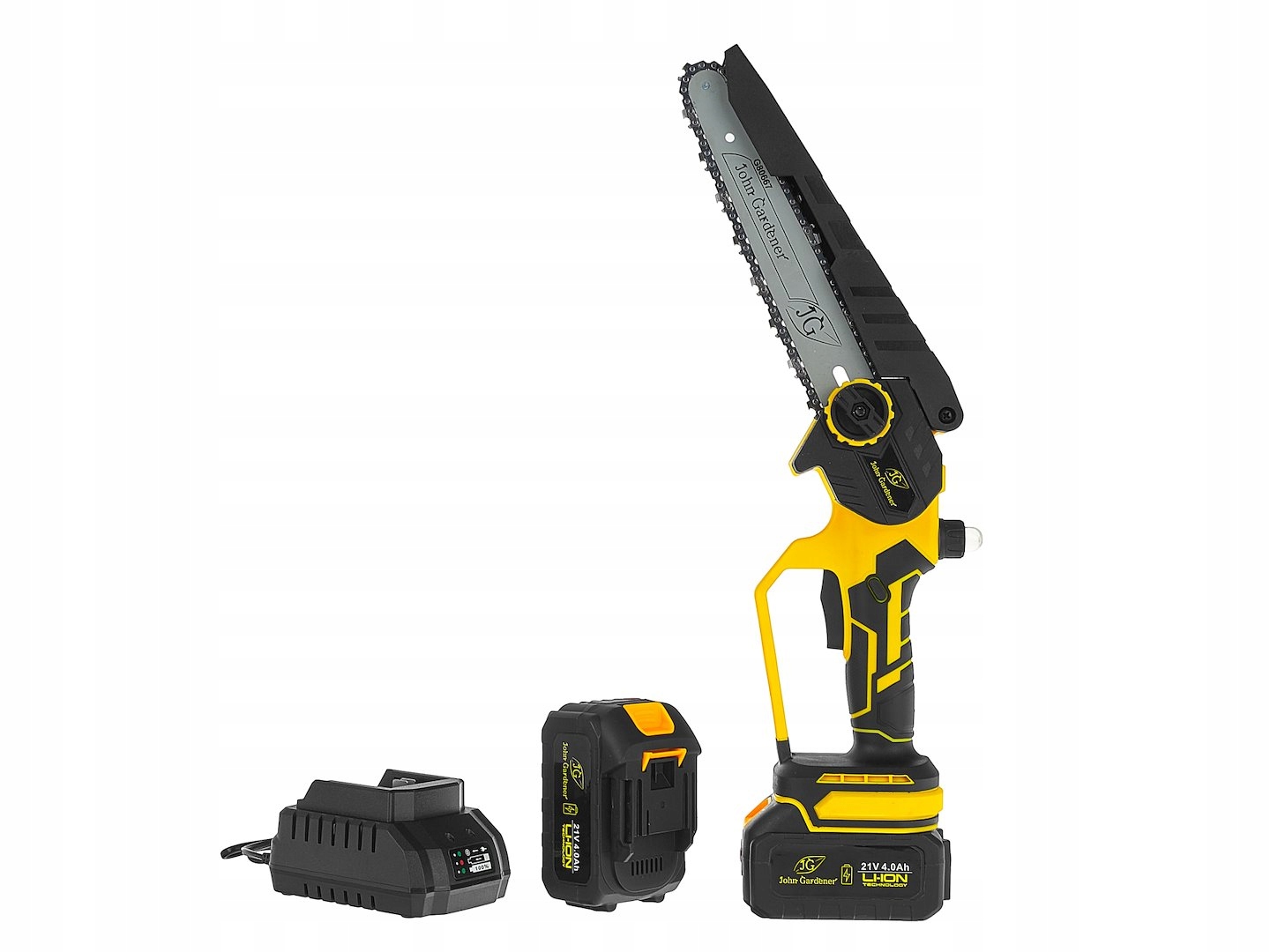 Aku řetězová pila 8" v kufru 2x4.0Ah 21V sada XXL (10)