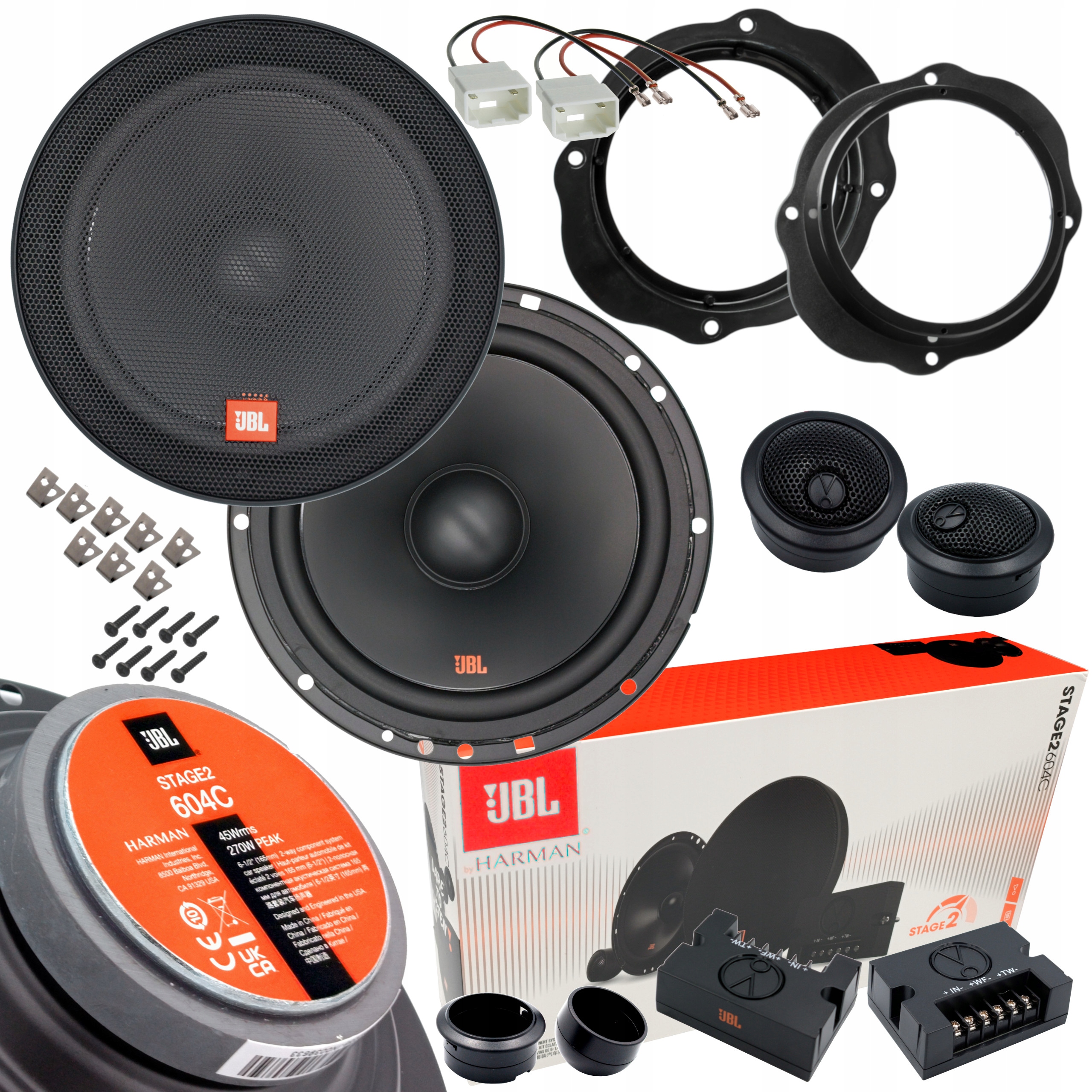 Głośniki JBL STAGE2 604C dystanse do FORD FOCUS MK2 CMAX KUGA DRZWI PRZÓD