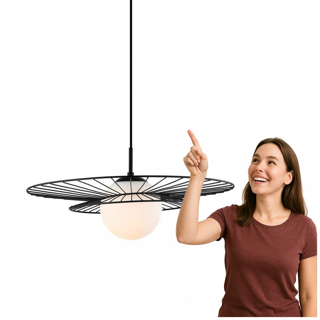 Alison Čierna moderná závesná lampa s bielym klasom Italux