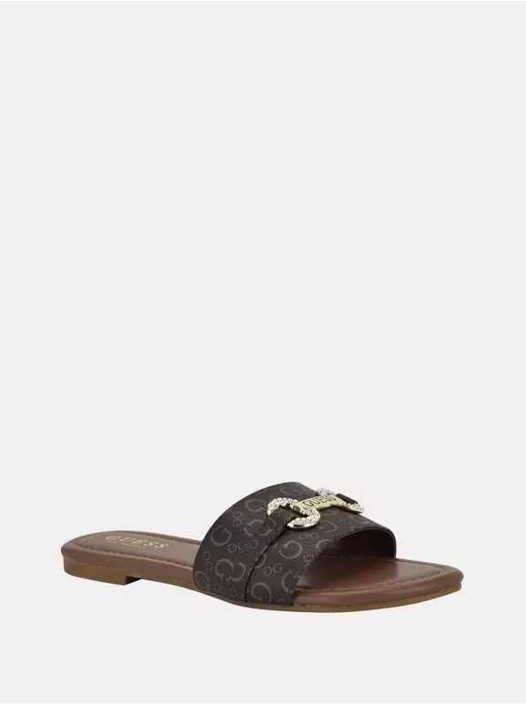 Guess dámské pantofle, nazouváky Lamera hnědé 38,5