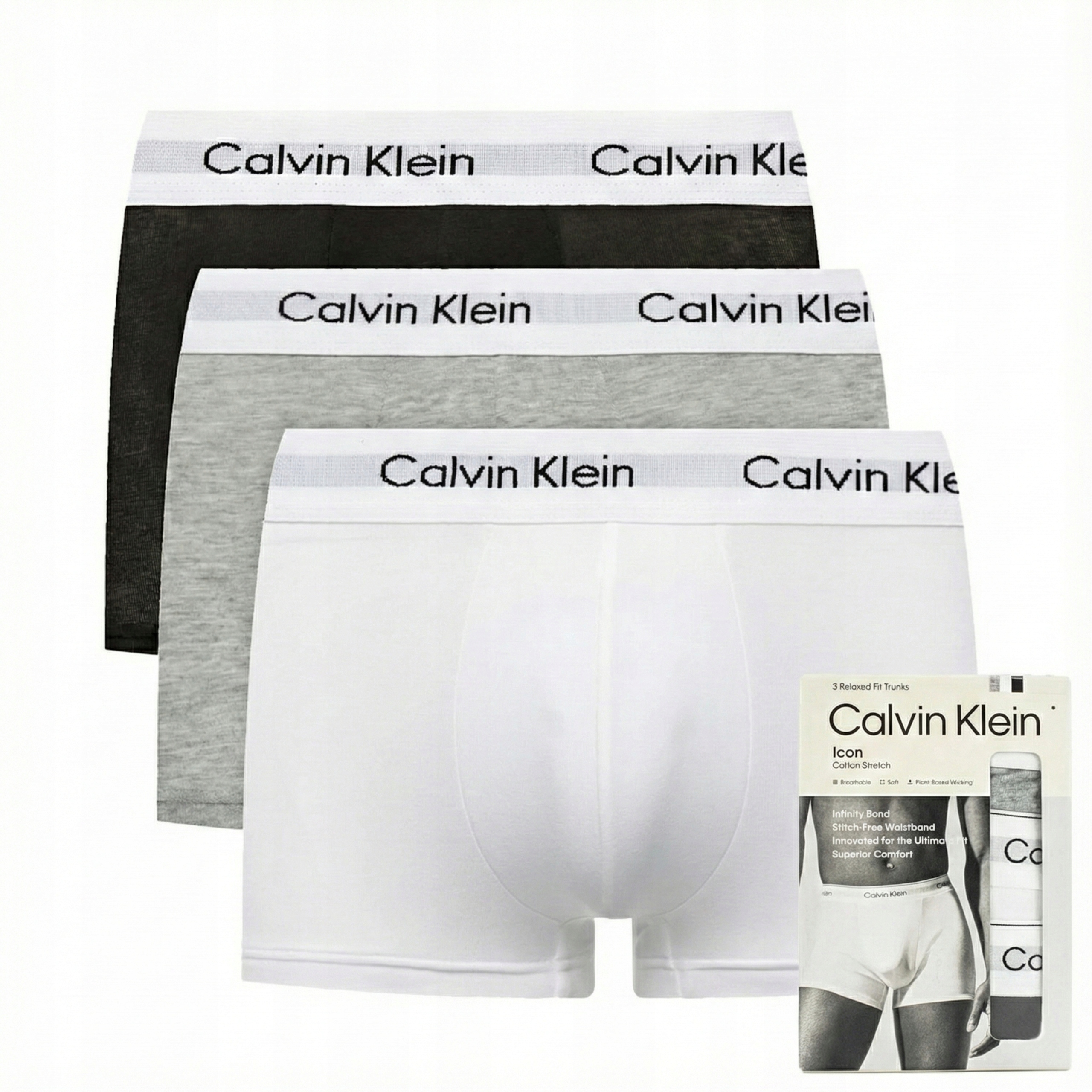 Slipy Calvin Klein pánské boxerky 3 pack trunk elastické komplet M