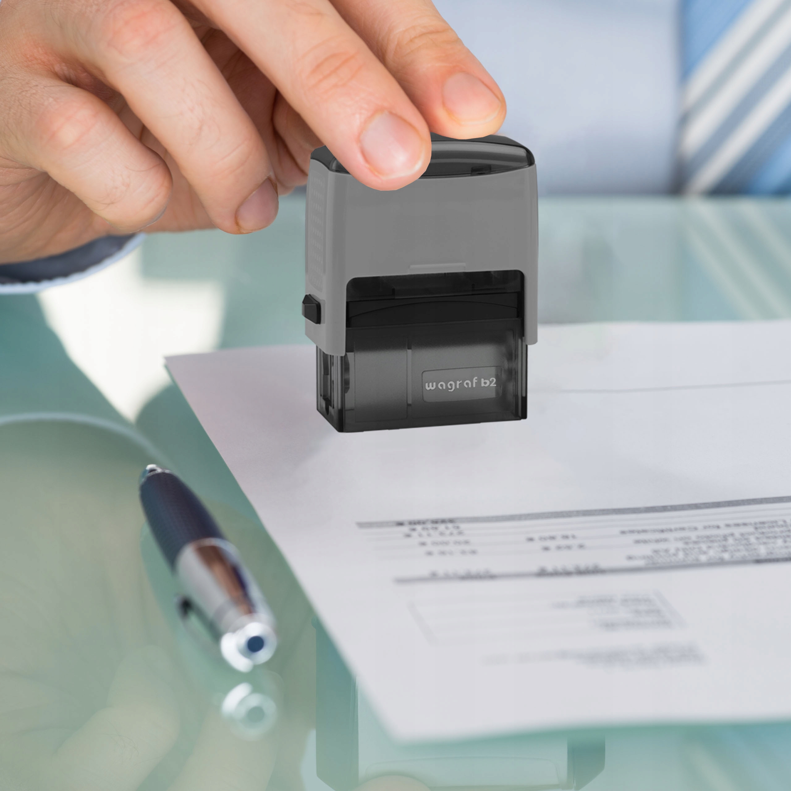 PIECZĄTKA WAGRAF B2s DO 4 LINII FIRMOWA IMIENNA BIUROWA PROJEKT + GUMKA Liczba wersów 1-2 wersy 3-4 wersy