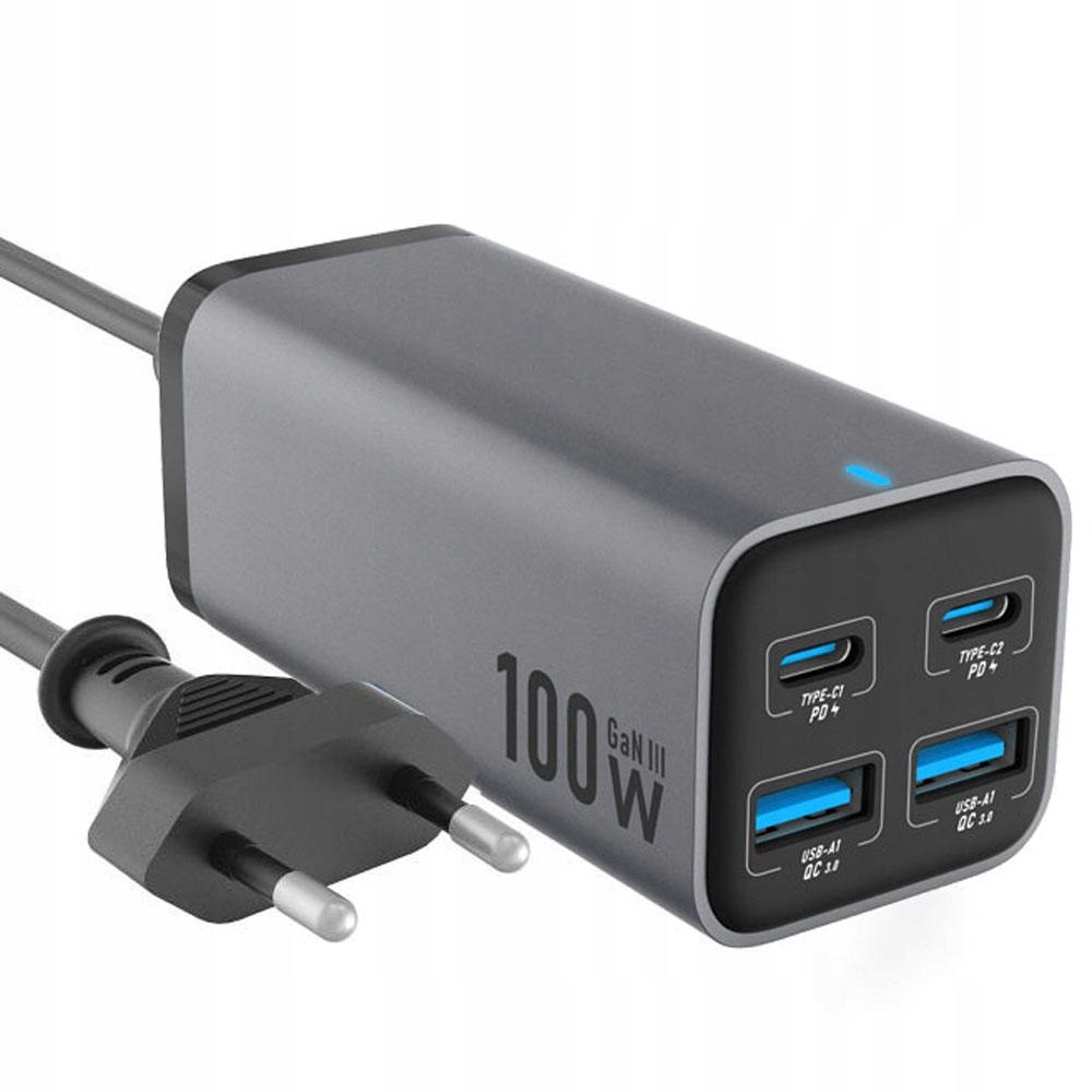 Szybka Ładowarka Sieciowa 2x Usb 2x Usb-c 100W GaN do Telefonu Laptopa