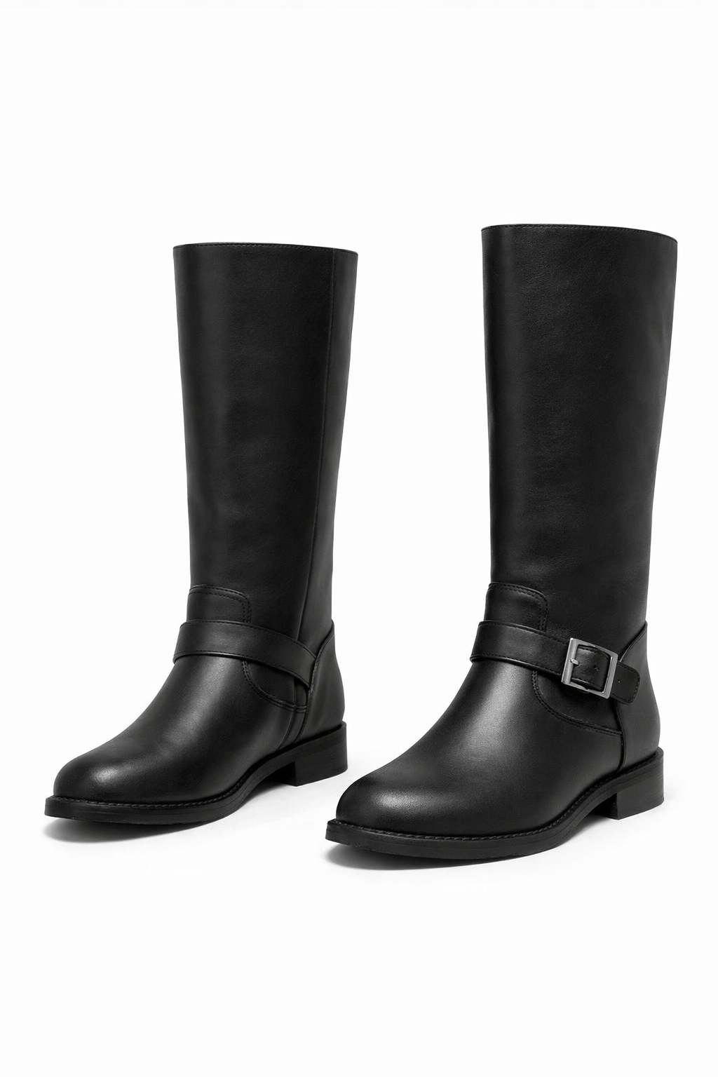 Černé Klasické Kozačky S Přezkou Na Plochém Podpatku 38 1I1D