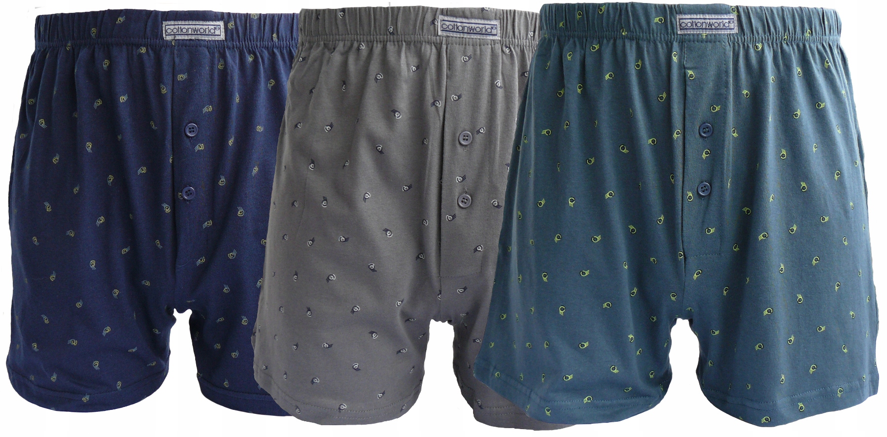 

3X Bokserki Męskie Guziki 100% Bawełna Rozmiar XXL