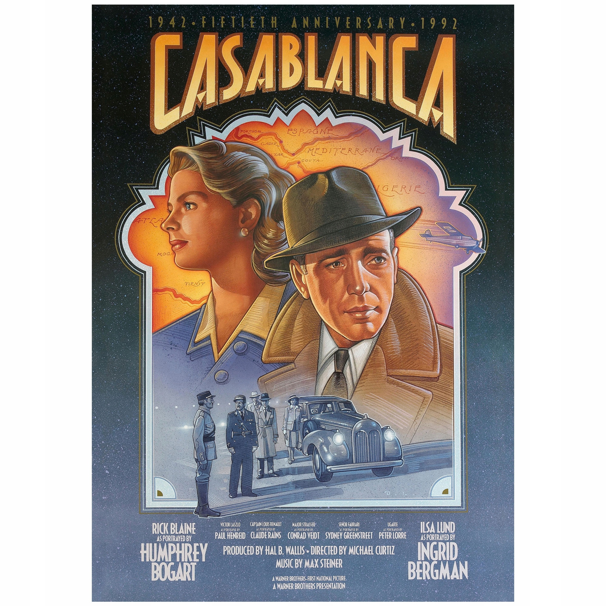 

Plakat Casablanca Retro Vintage Art Bogart Bergman