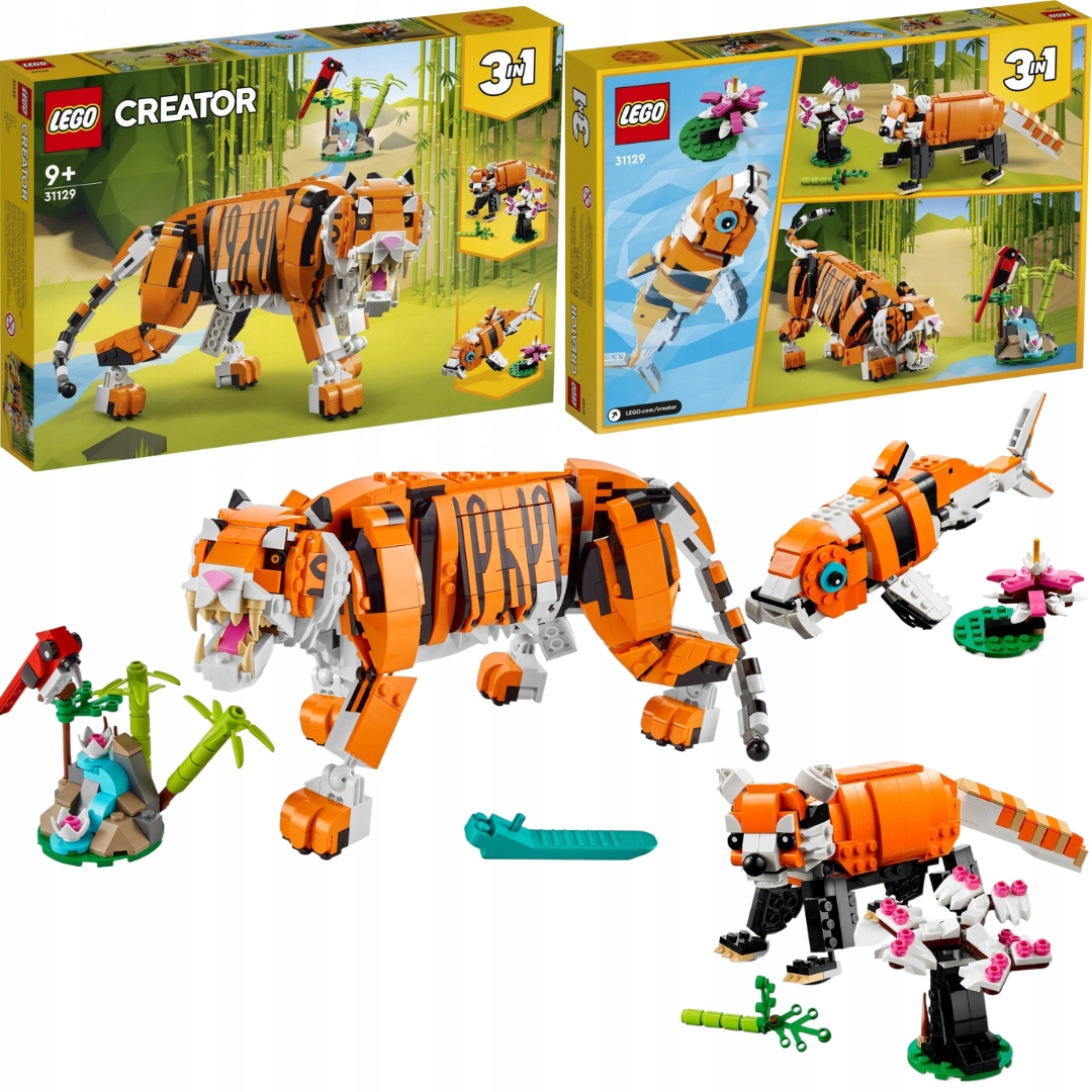 Lego Creator 3v1 31129 Majestátní tygr Panda Ryba Pohyblivý Model 3v1