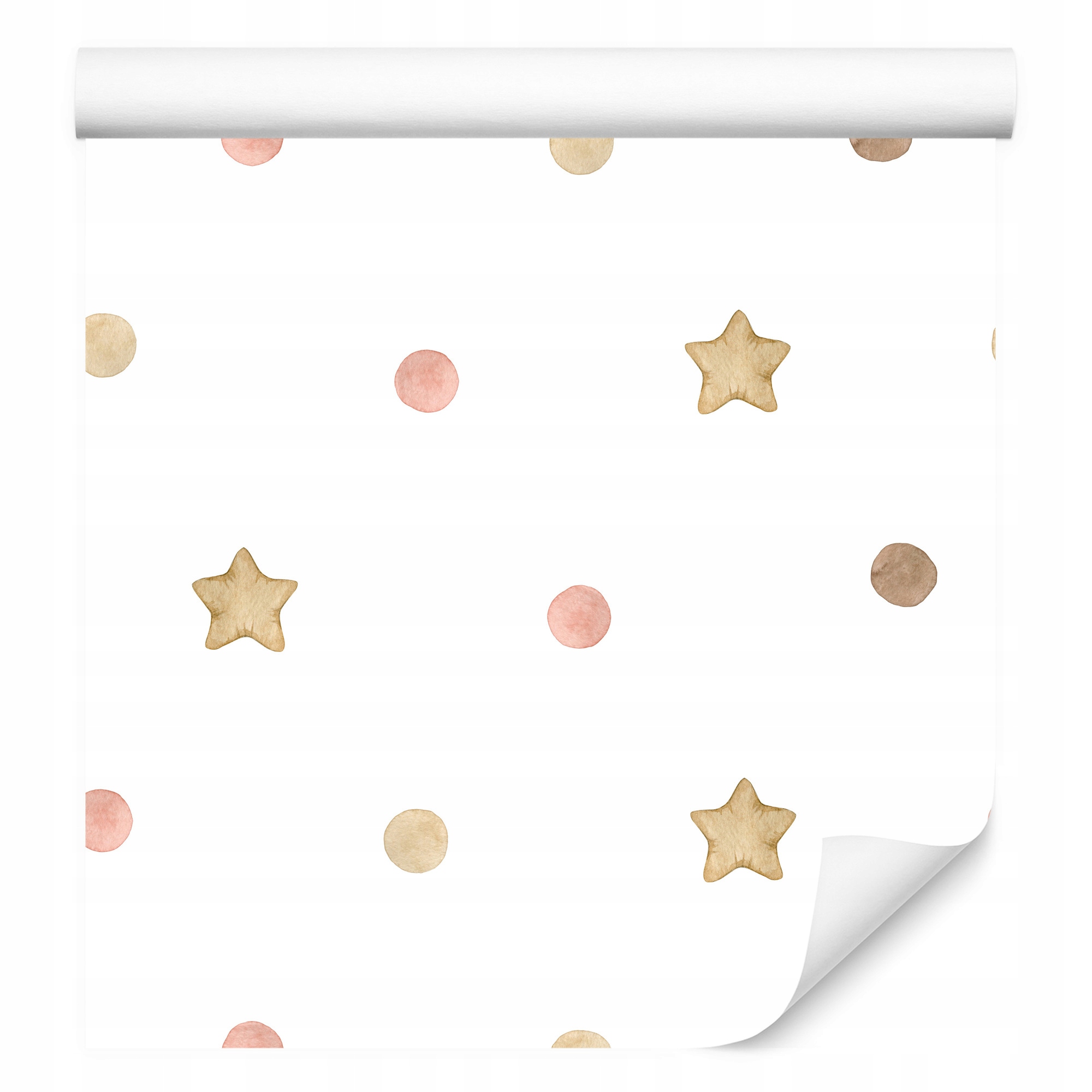 Tapeta ve stylu Boho do dětského pokoje Akvarijní Puntíky Hrášky Hvězdy