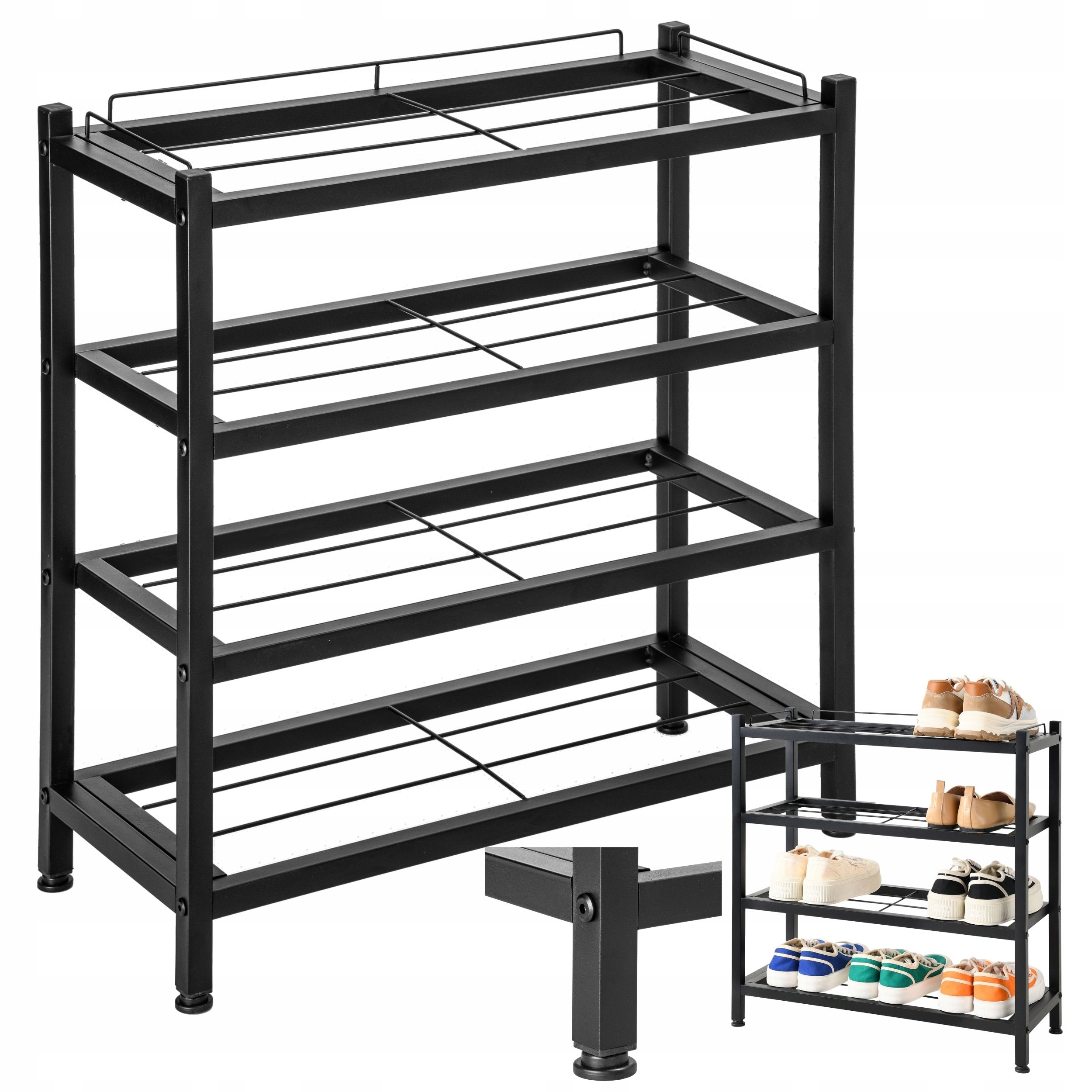 Regál na boty loft Viena 4 úrovně černý