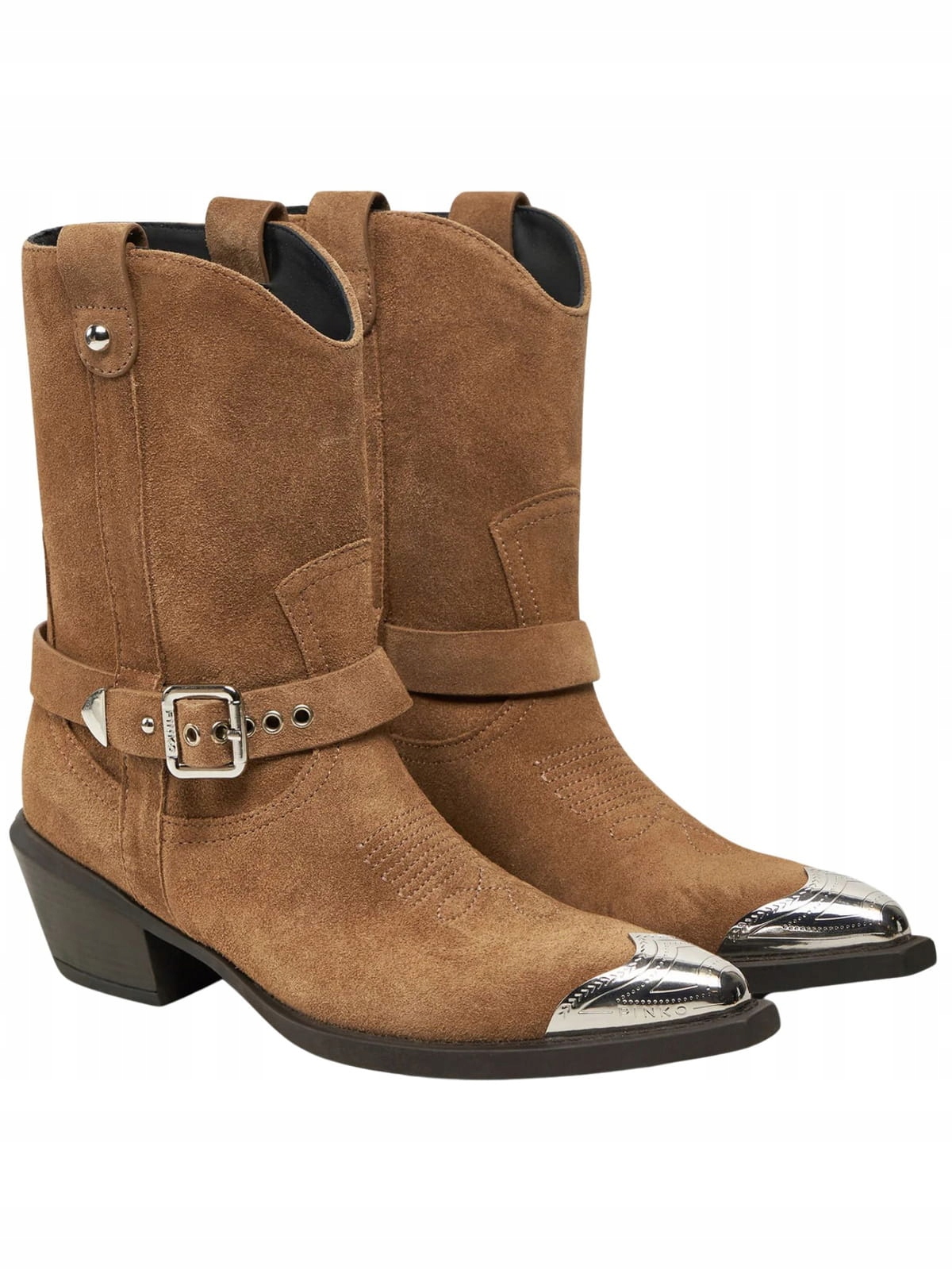 Kowbojki skórzane damskie Pinko SD0197P002 brązowy Shoes: 37