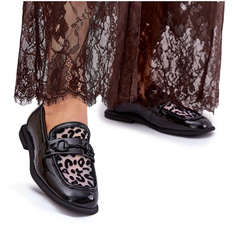 Dámské Kožené Mokasíny Lakované Síťkou Vinceza 31931 Černé 39