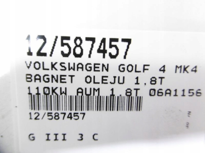 GOLF 4 IV BAGNET OLEJU 1,8T 06A115611B 108033 Typ samochodu Samochody osobowe