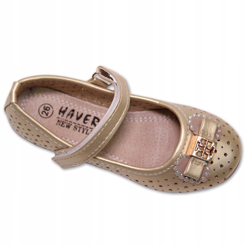 Złote balerinki pantofelki wizytowe r.22/13cm Marka Inna marka