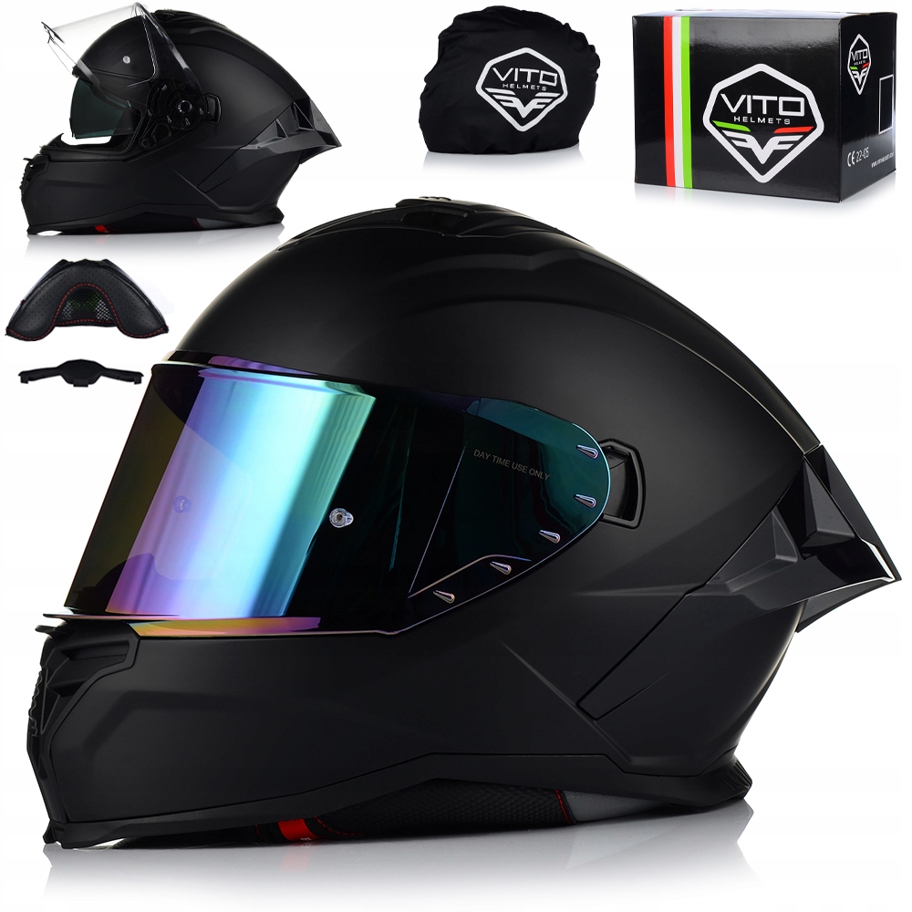 Motocyklová Prilba Vito Presto Aero Čierny Matt Systém Pinlock Clona