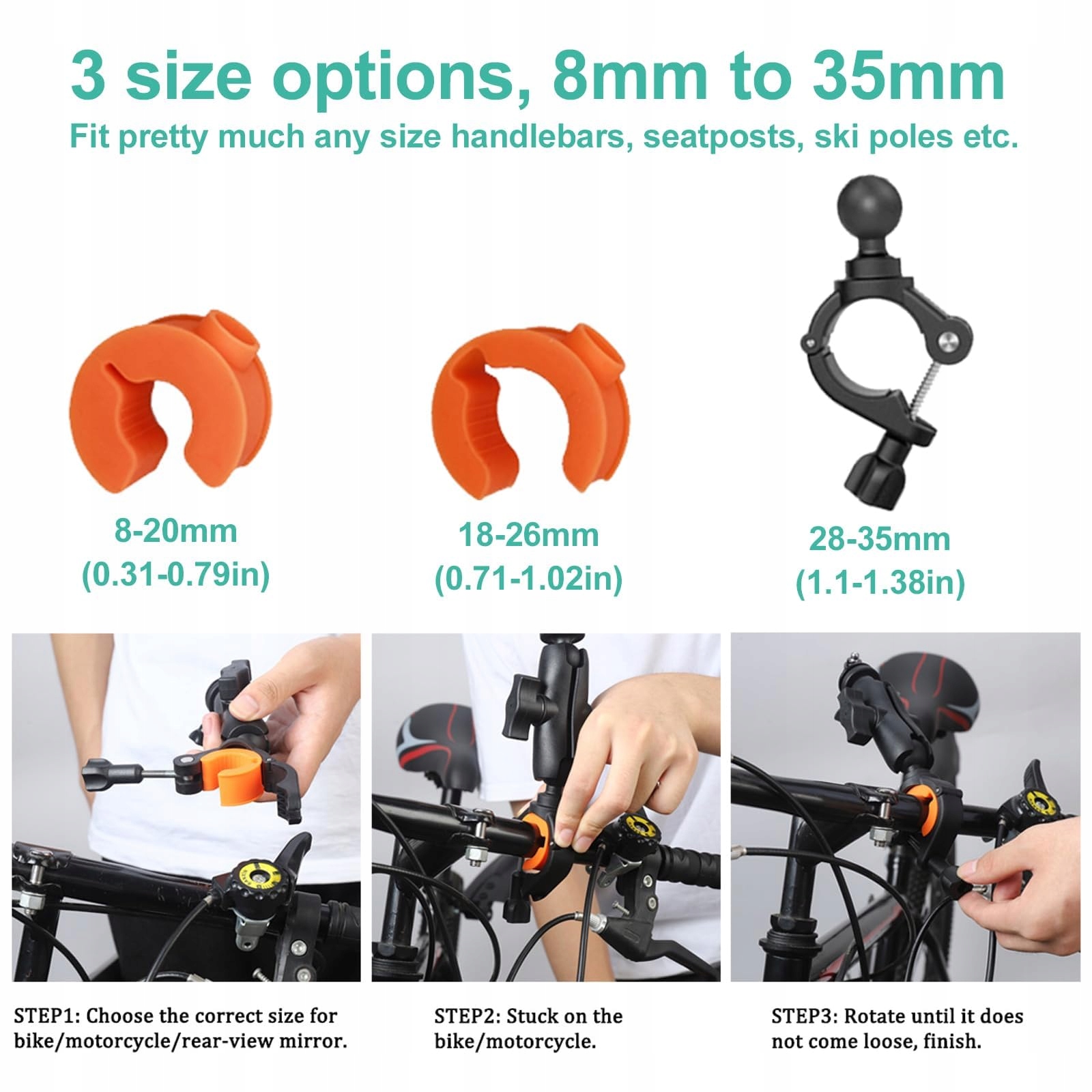 UNSTINCER Uchwyt Kamery Do GoPro Hero Insta360 DJI Osmo Na Rower — miniatura 3