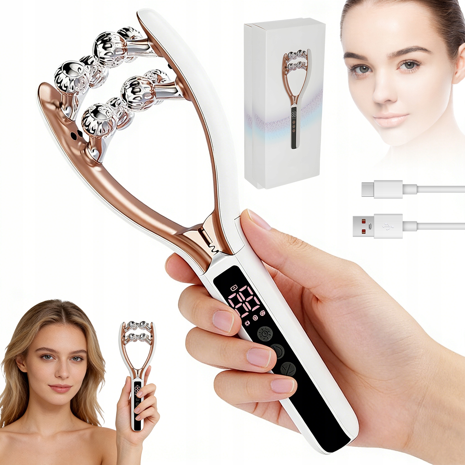 Masážní Přístroj na obličej Usb elektrický masážní váleček na obličej tichý dárek