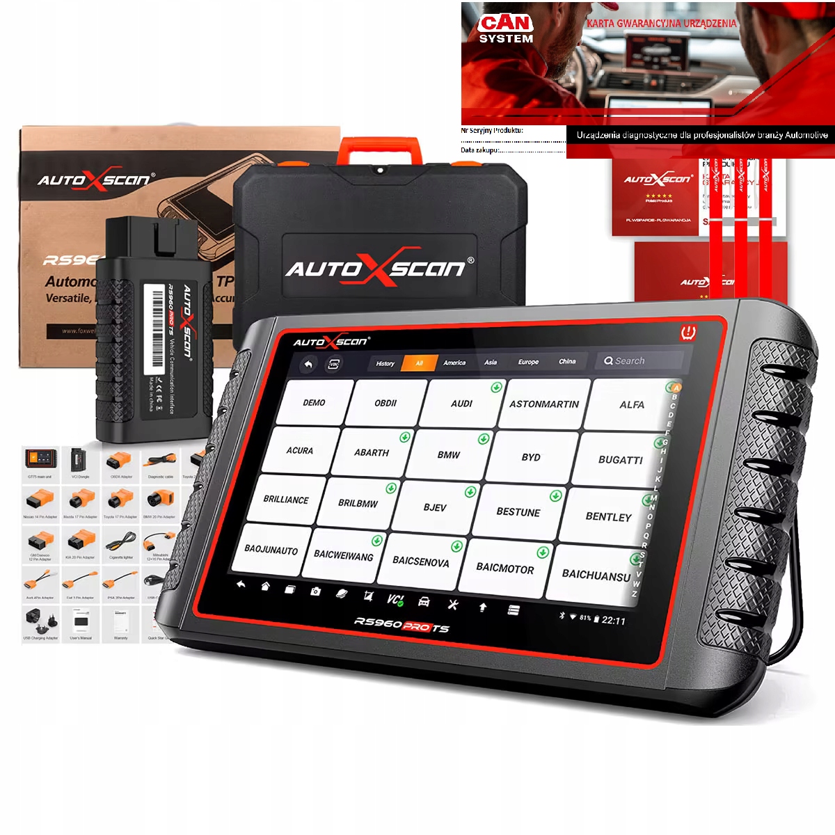 Diagnostický nástroj AutoXscan RS960PROTS Tpms Dealer Pl