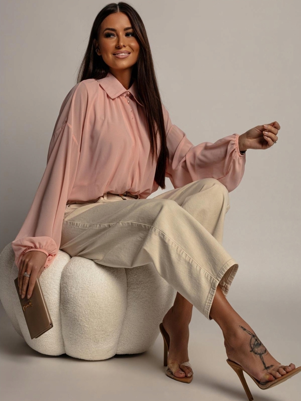 M.sara Damskie Spodnie Jeansy Premium Balloon Luźniejsze