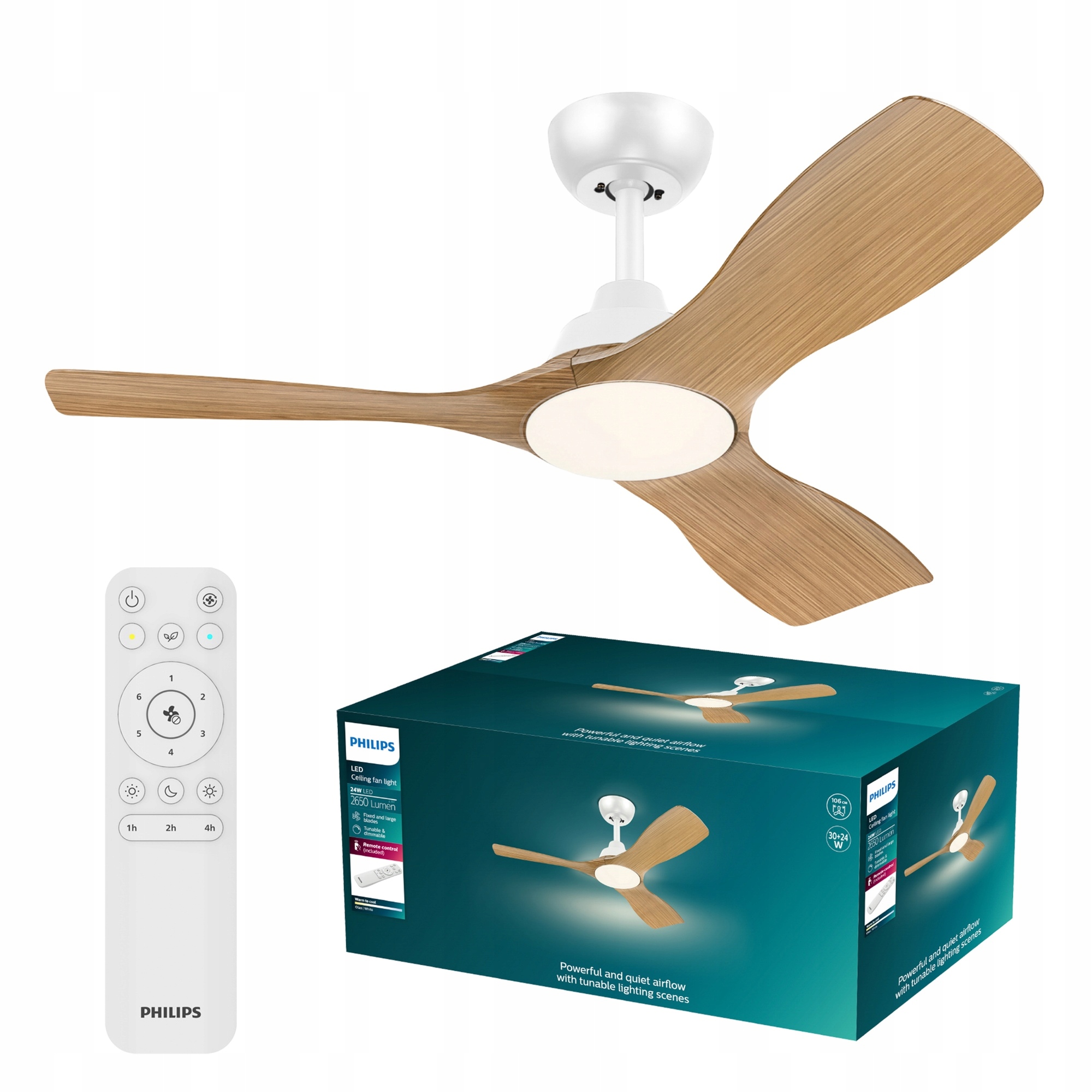 Led Stropná Lampa S Vetrákom Stropný Ventilátor 106 cm Drevo Olas