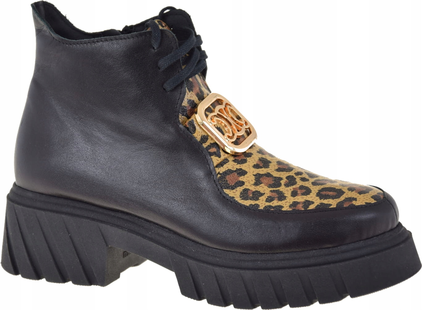 Nicole 2952 Elegantní Dámské Kotníkové Boty S Panterkou Z Přírodní Módní Kůže VEL.39