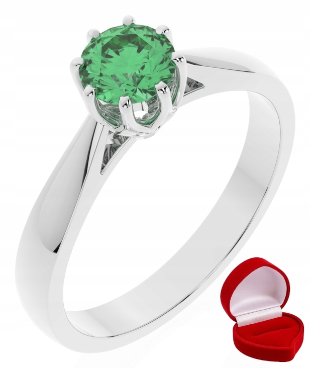 Zlatý Prstýnek 585 14k Smaragd 0,50 ct Bílé Zlato R6