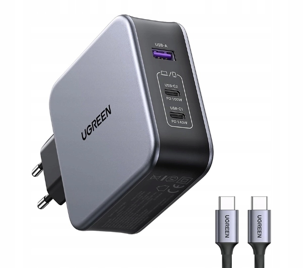 Ładowarka sieciowa Ugreen Nexode C289 2xUSB-C Usb-a 140W kabel Usb-c 2m