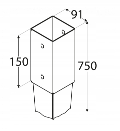 PODSTAWA SŁUPA WBIJANA DO ZIEMI KOTWA 90x750 PSG90 PERGOLA WSPORNIK DOMAX Producent Domax