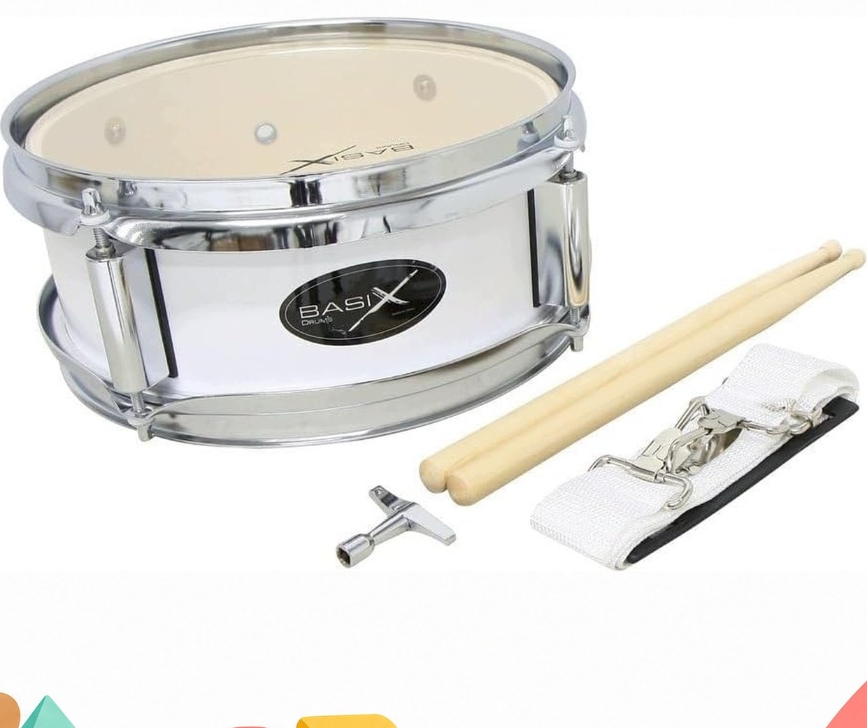 Gewa Junior Marching Buben 10X4" Dřevo Bílá Pásek Paličky E-kniha
