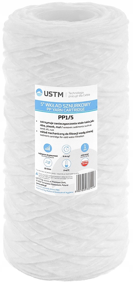 

Filtr Do Wody Wkład 5 '' Sznurkowy 1 Mikron Ustm