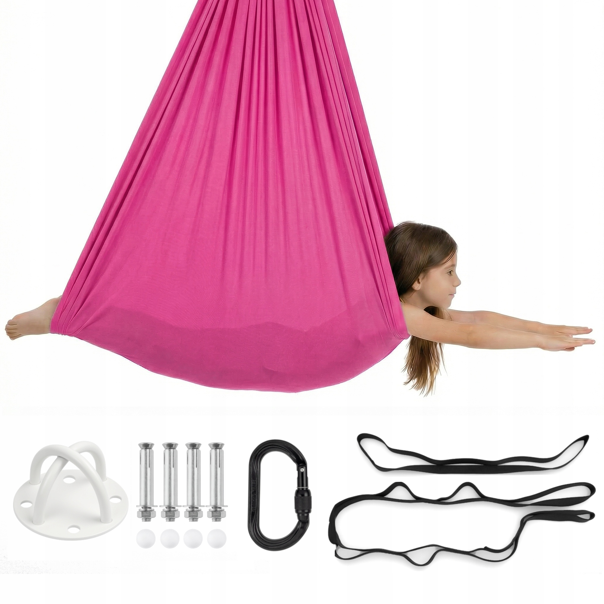 Huśtawka sensoryczna dla dzieci, hamak, szarfa| 3 m Różowa