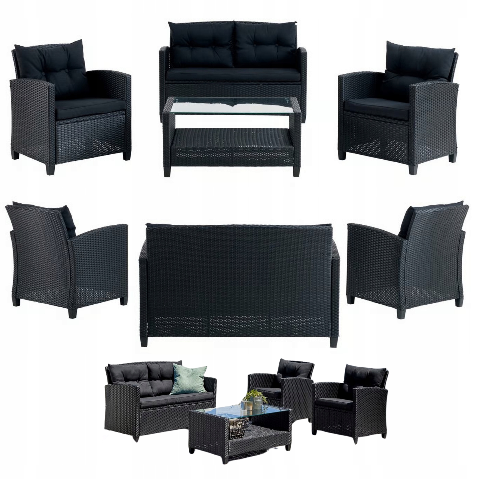 Zestaw komplet mebli ogrodowy technorattan stół z fotelami sofa Jysk