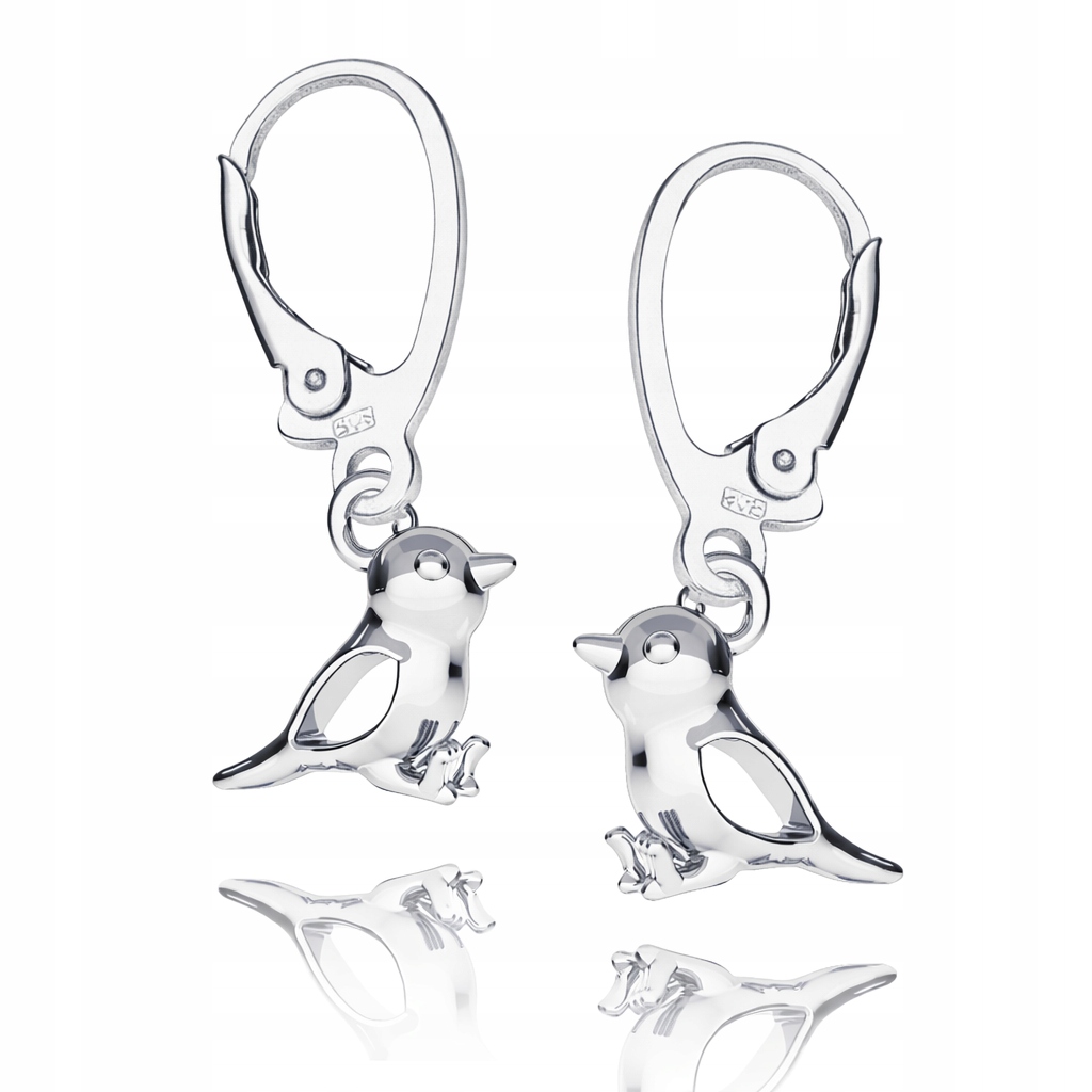 Pták Vrabec Stříbrné náušnice na anglickém biglu stříbro 925