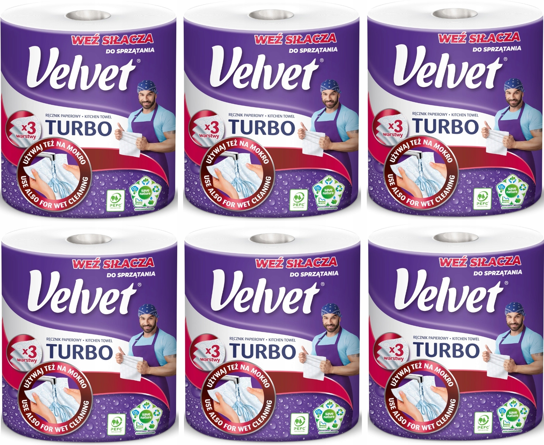 Levně Velvet Turbo Ručník Třívrstvá Sada 6 Rolí!