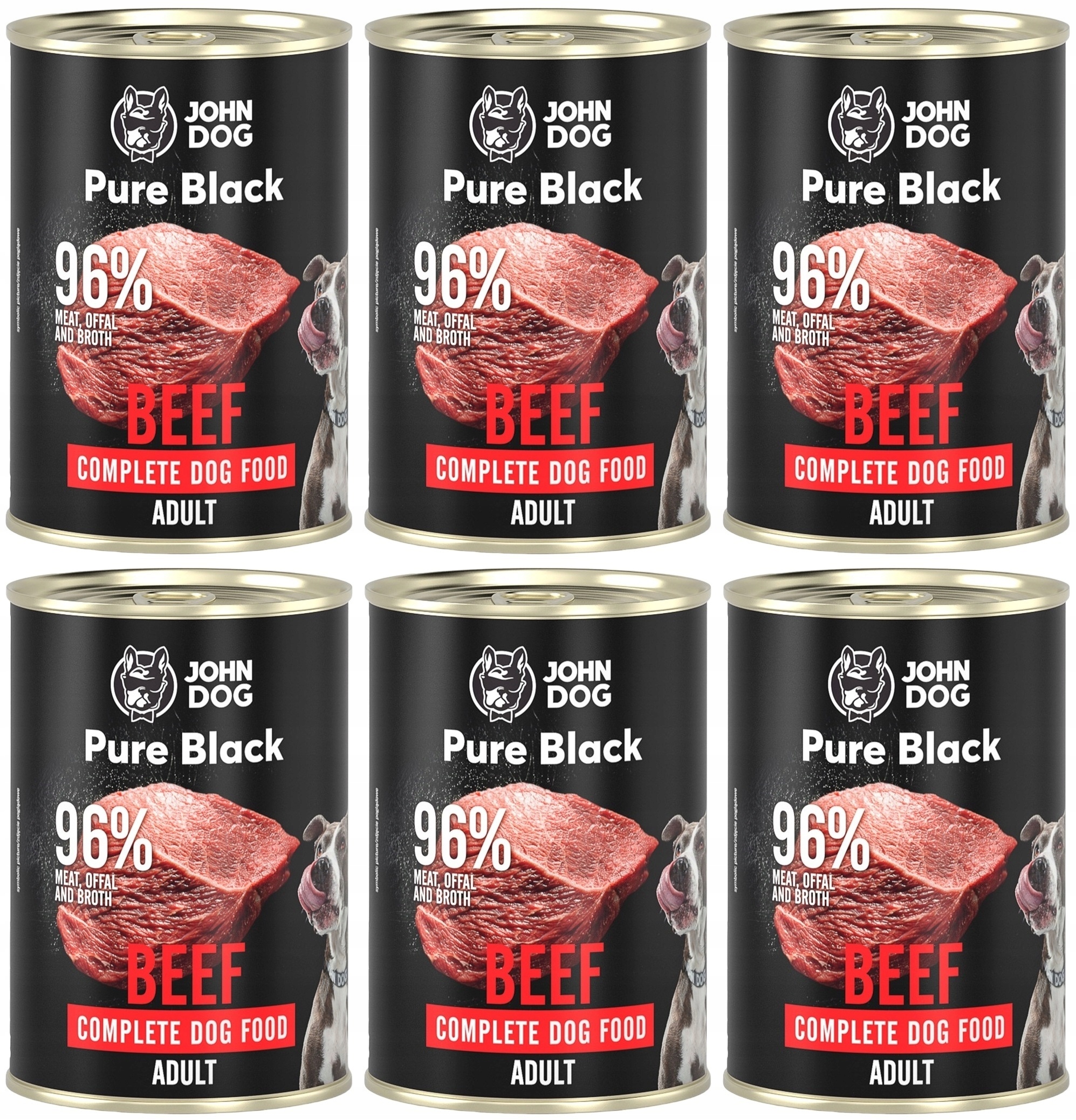 Levně John Dog Pure Black Adult Hovězí pro dospělé psy 6 x 400 g