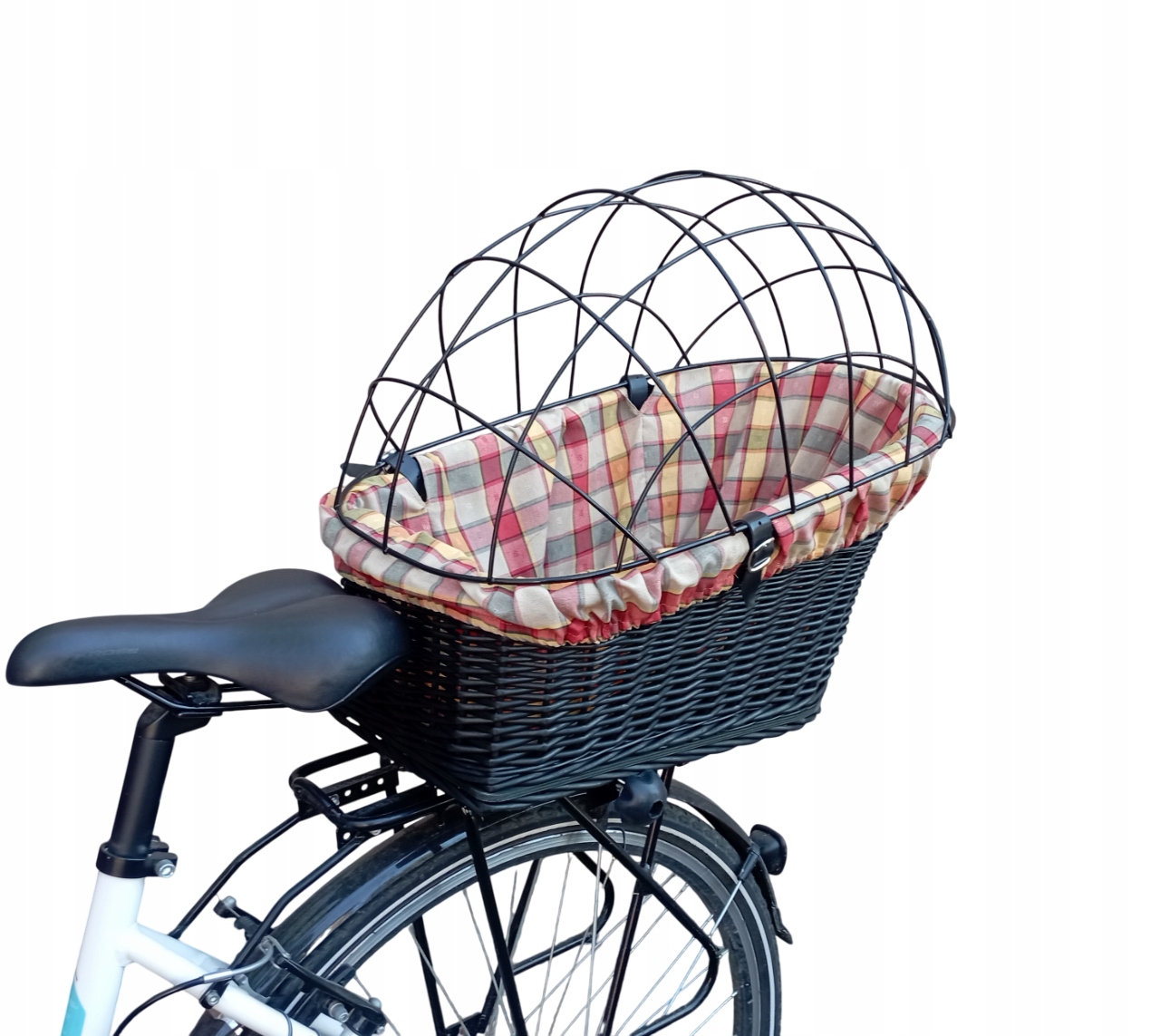Kosz wiklinowy na rower z wkładem i poduszką Koszyk na Bagażnik dla Psa