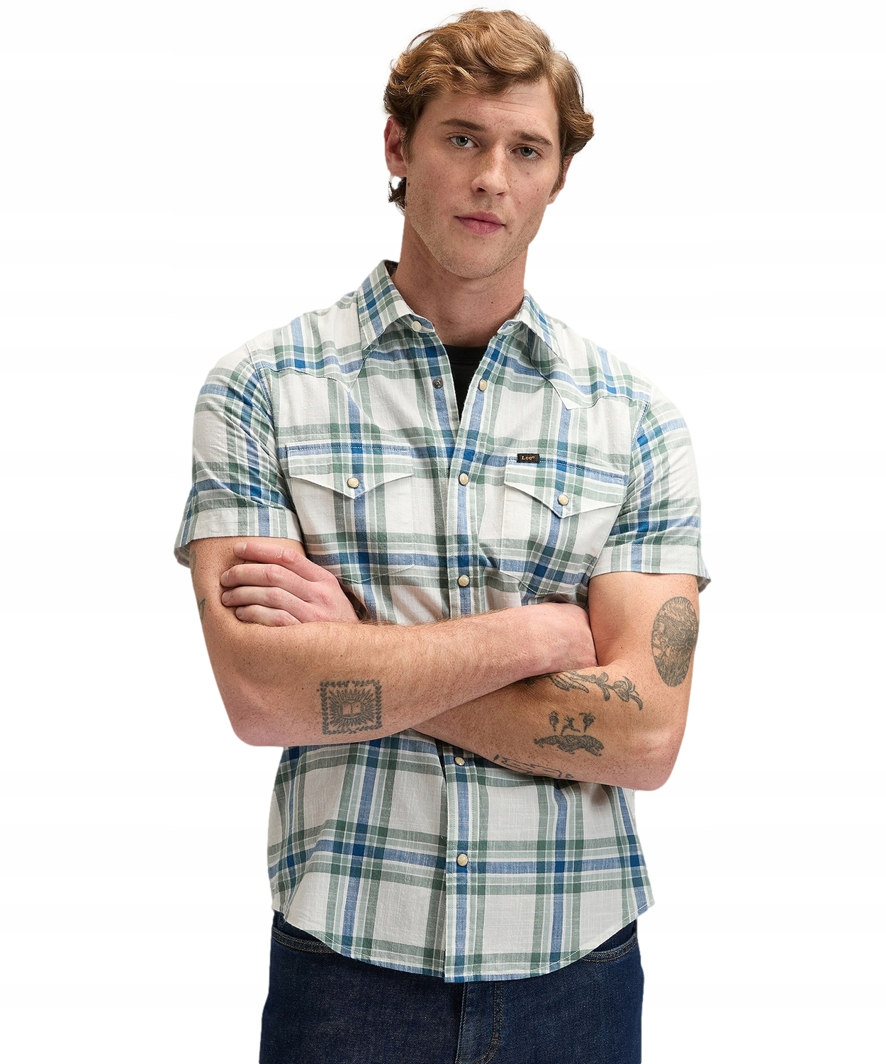 Košile Lee Ss Western Shirt 112376551 Desert Sage Plaid M