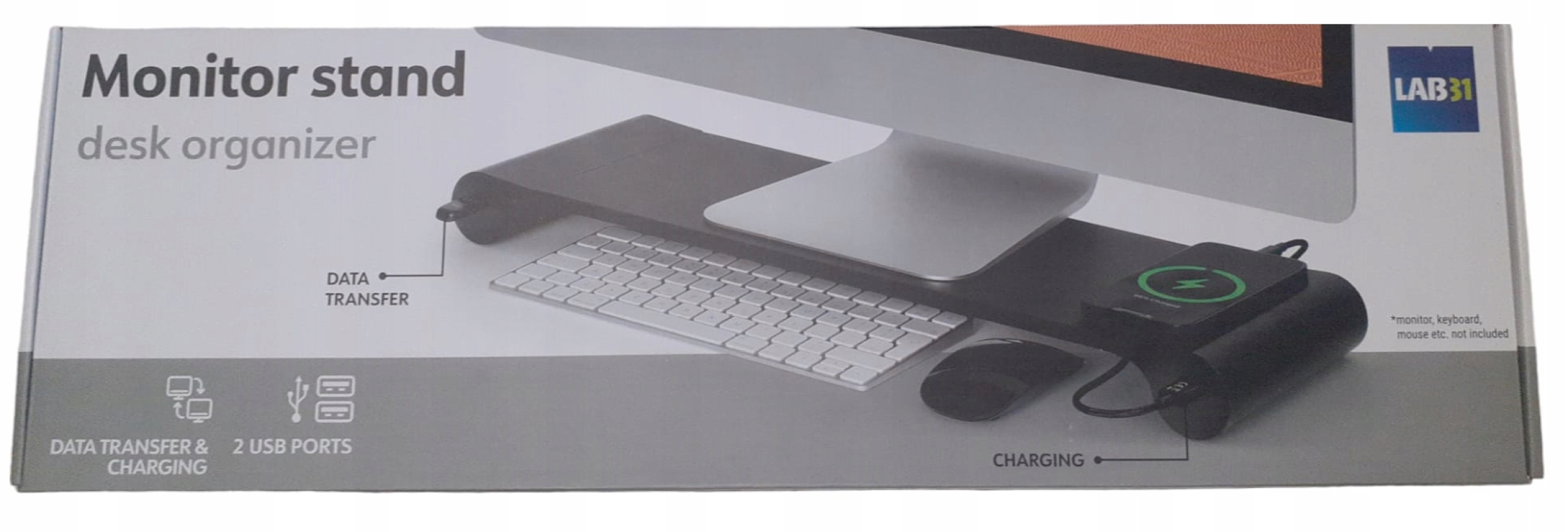 Stojan Police Podstavec Stolek na notebook Monitor Nabíječka Port Usb Černá