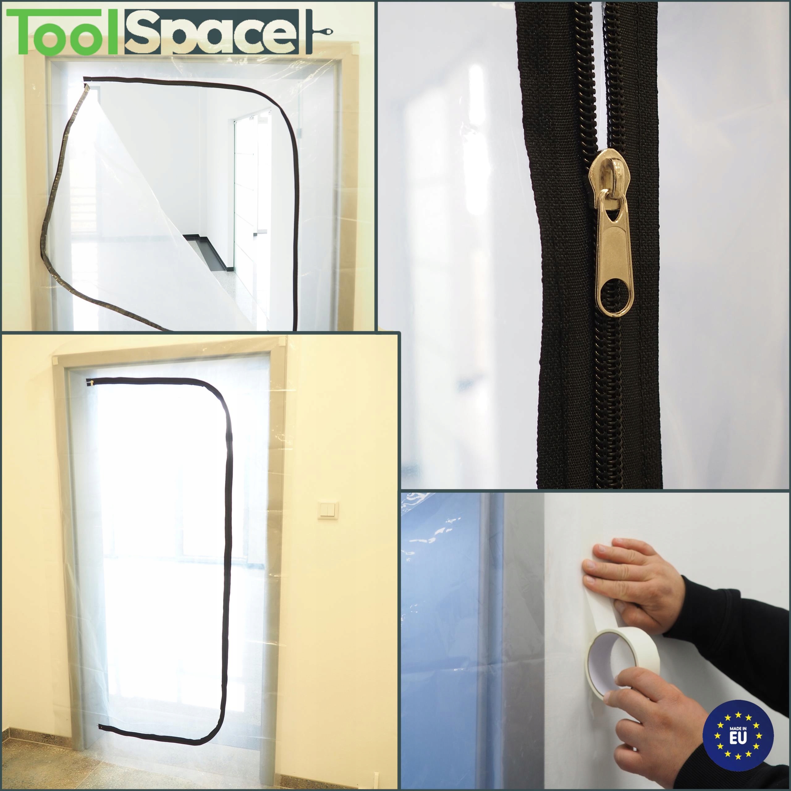 DRZWI REMONTOWE FOLIOWE PRZECIWPYŁOWE KURTYNA TYP C gruba folia mocna taśma Gramatura 10 g/m²