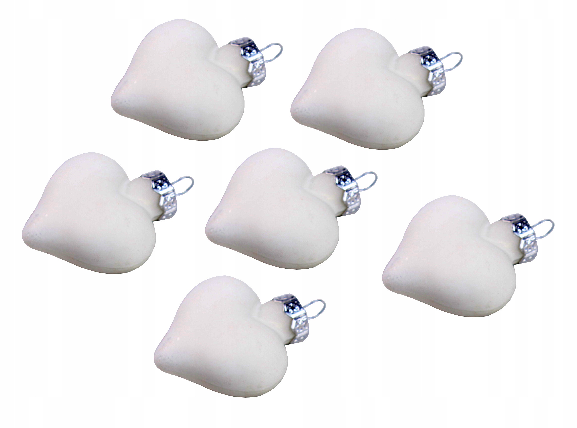 

Szklane Bombki Serca 4 cm 12 szt. Arctic White