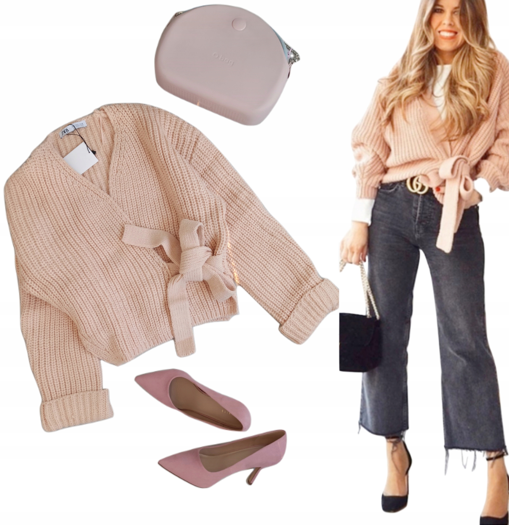 

Sweter Zara s 36 kardigan wiązany morelowy