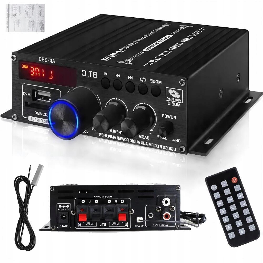 Cyfrowy wzmacniacz mocy dźwięku stereo amplituner bluetooth 600W
