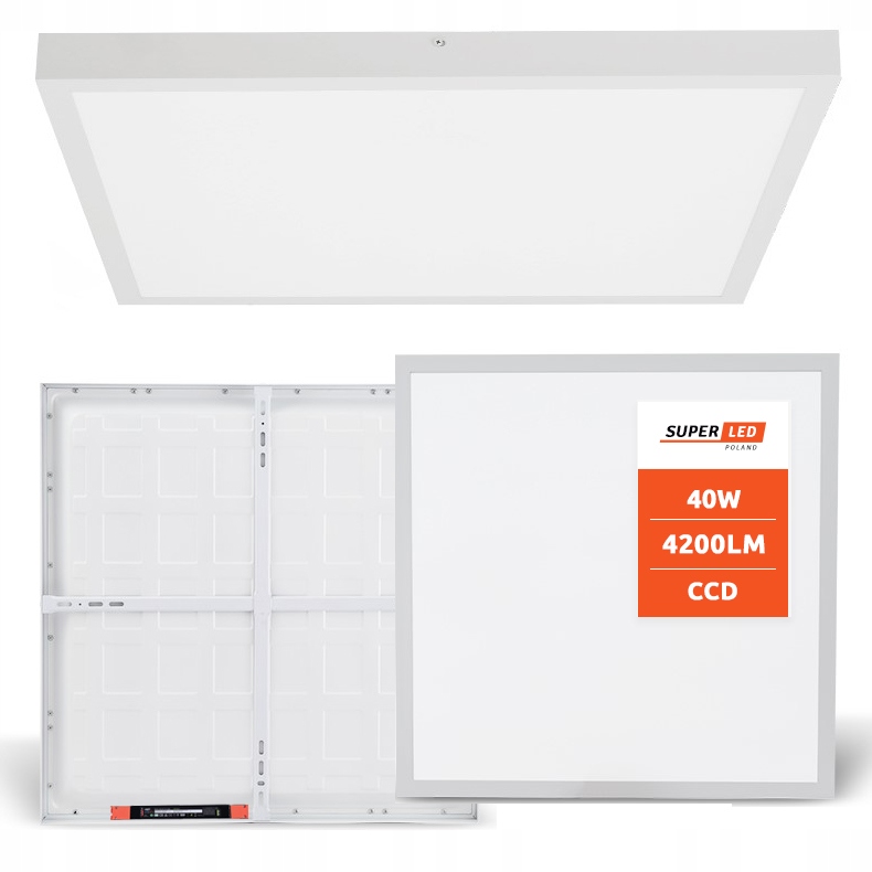 Panel Led natynkowy 40W biały 60x60cm Plafon lampa sufitowa kwadrat mocny