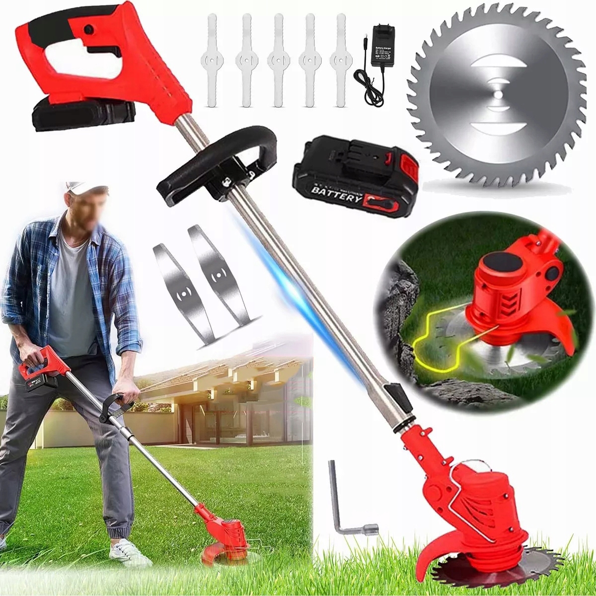 Podřezávač Na Trávy Křovinořez Akumulátorový Elektrický Zahradní 2xAKU 21V